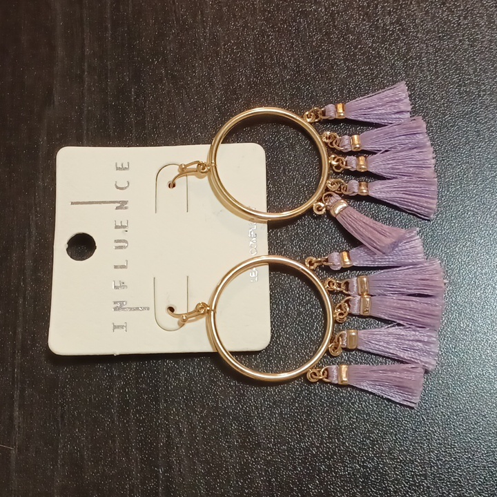 Influence Gold And Lavender Tassel Earrings